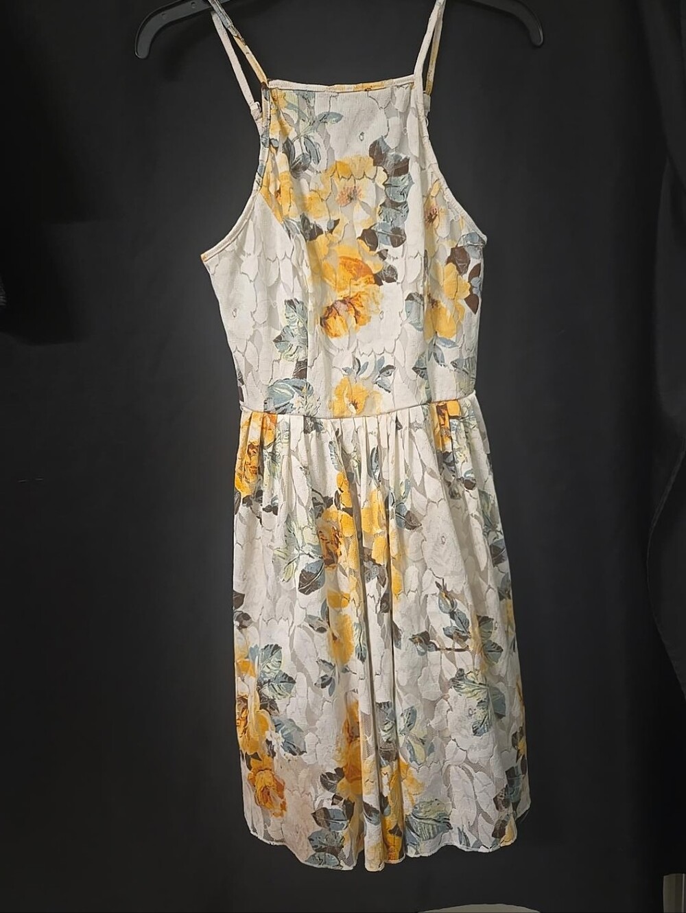 Bailey Blue Floral Lace Fit & Flare Dress Yellow White
